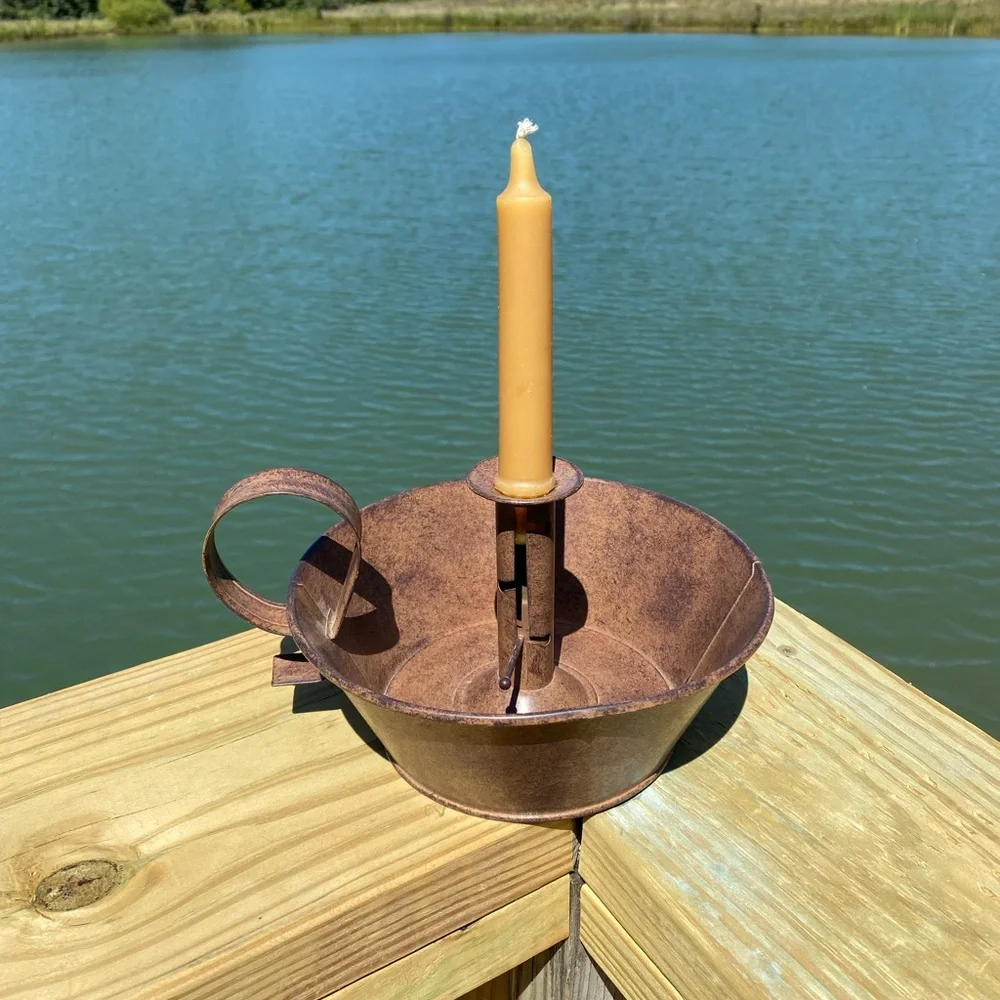 Rustic Brown primitive decor courting Metal Candle Holder